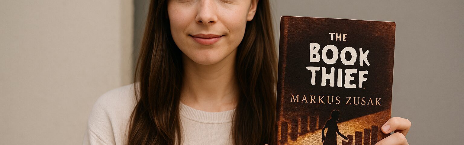 Girl Holding the book thief